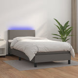 vidaXL Sommier à lattes de lit avec matelas et LED Gris 100x200 cm