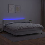 vidaXL Sommier à lattes de lit avec matelas et LED Blanc 160x200 cm