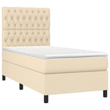 vidaXL Sommier à lattes de lit et matelas et LED Crème 90x200 cm Tissu