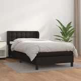 vidaXL Sommier à lattes de lit avec matelas Noir 90x200 cm Similicuir