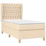 vidaXL Sommier à lattes de lit avec matelas Crème 90x200 cm Tissu