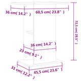 vidaXL Support d'aquarium chêne fumé 60,5x36x72,5 cm bois d'ingénierie