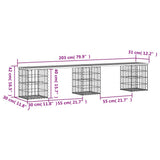 vidaXL Banc de jardin design de gabion 203x31x42 cm bois massif de pin