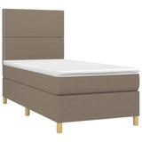 vidaXL Sommier à lattes de lit avec matelas Taupe 90x200 cm Tissu