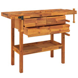 vidaXL Établi avec tiroirs et étaux 124x52x83 cm Bois massif d'acacia