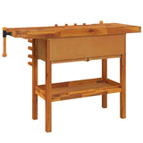 vidaXL Établi avec tiroirs et étaux 124x52x83 cm Bois massif d'acacia