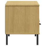 vidaXL Meuble TV avec pieds en métal Blanc Bois de pin massif OSLO