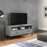 vidaXL Meuble TV avec pieds en métal Blanc Bois de pin massif OSLO