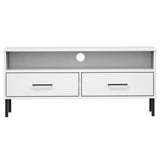 vidaXL Meuble TV avec pieds en métal Blanc Bois de pin massif OSLO