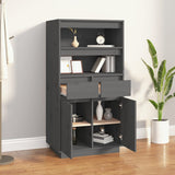 vidaXL Buffet haut Noir 60x40x116,5 cm Bois massif de pin