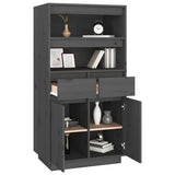 vidaXL Buffet haut Noir 60x40x116,5 cm Bois massif de pin