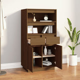 vidaXL Buffet haut Noir 60x40x116,5 cm Bois massif de pin
