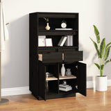 vidaXL Buffet haut Noir 60x40x116,5 cm Bois massif de pin