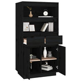 vidaXL Buffet haut Noir 60x40x116,5 cm Bois massif de pin