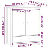 vidaXL Buffet Gris 83x41,5x100 cm Bois massif de pin