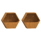 vidaXL Jardinières murales 2 pcs Rouillé Acier corten 30x10x25 cm