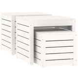 vidaXL Ensemble de boîtes de jardin 3 pcs blanc bois de pin massif