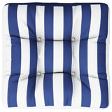vidaXL Coussin de palette rayures bleues et blanches 60x60x12 cm tissu