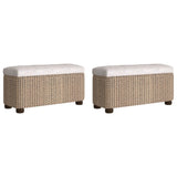 vidaXL Bancs de rangement 2 pcs avec coussin marron 69 cm quenouille
