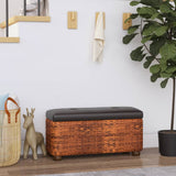 vidaXL Bancs de rangement 2 pcs avec coussin marron 69 cm quenouille