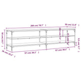 vidaXL Meuble TV chêne marron 200x30x50 cm bois d'ingénierie et métal