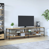 vidaXL Meuble TV chêne marron 200x30x50 cm bois d'ingénierie et métal