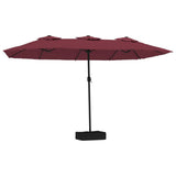 vidaXL Parasol à double tête avec LED rouge bordeaux 449x245 cm