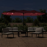 vidaXL Parasol à double tête avec LED rouge bordeaux 449x245 cm