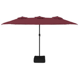 vidaXL Parasol à double tête avec LED rouge bordeaux 449x245 cm