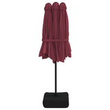 vidaXL Parasol à double tête avec LED rouge bordeaux 449x245 cm
