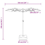 vidaXL Parasol à double tête vert 316x240 cm