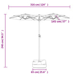 vidaXL Parasol à double tête vert 316x240 cm