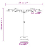 vidaXL Parasol à double tête vert 316x240 cm