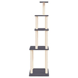 vidaXL Arbre à chat avec griffoirs en sisal gris foncé 183 cm