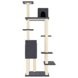 vidaXL Arbre à chat avec griffoirs en sisal Gris foncé 154 cm