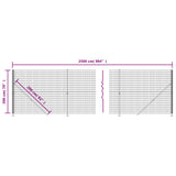 vidaXL Clôture en treillis métallique avec bride anthracite 2x25 m