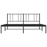 vidaXL Cadre de lit métal avec tête de lit noir 193x203 cm