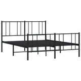 vidaXL Cadre de lit métal avec tête de lit/pied de lit noir 160x200 cm
