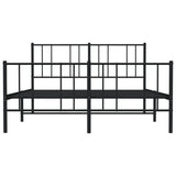 vidaXL Cadre de lit métal avec tête de lit/pied de lit noir 160x200 cm