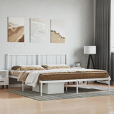 vidaXL Cadre de lit métal avec tête de lit blanc 200x200 cm