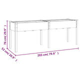 vidaXL Jardinière avec doublure 203x53x76 cm bois massif de sapin