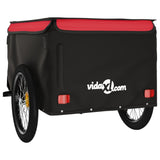 vidaXL Remorque de vélo noir et rouge 45 kg fer
