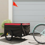 vidaXL Remorque de vélo noir et rouge 45 kg fer