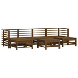 vidaXL Salon de jardin 7 pcs avec coussins marron miel bois massif
