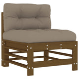 vidaXL Salon de jardin 7 pcs avec coussins marron miel bois massif