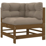 vidaXL Salon de jardin 7 pcs avec coussins marron miel bois massif