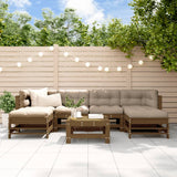 vidaXL Salon de jardin 7 pcs avec coussins marron miel bois massif
