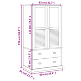 vidaXL Garde-robe VIGO blanc 90x55x176 cm bois massif de pin