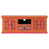 vidaXL Meuble TV rose 110x30x40 cm bois massif de manguier