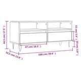 vidaXL Meuble TV chêne fumé 100x34,5x44,5 cm bois d'ingénierie